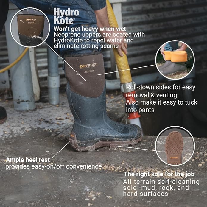 Dryshod Haymaker Hi Waterproof Pull On Mens Working Boot, Knee High, Rubber Sole (Like New)