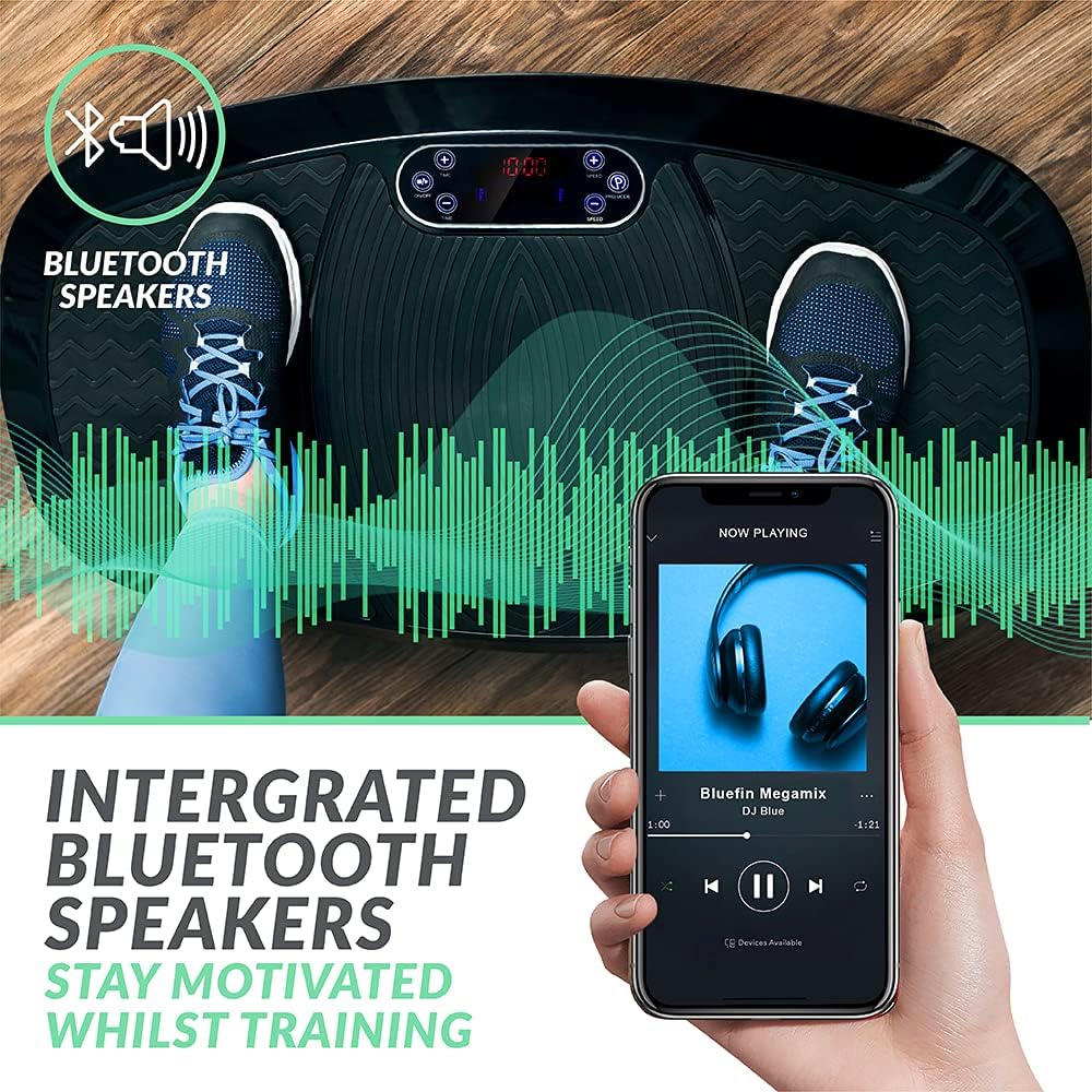 Bluefin Fitness Dual Motor 3D Vibration Platform with Bluetooth Speakers - Black (New, Damaged Retail Box)