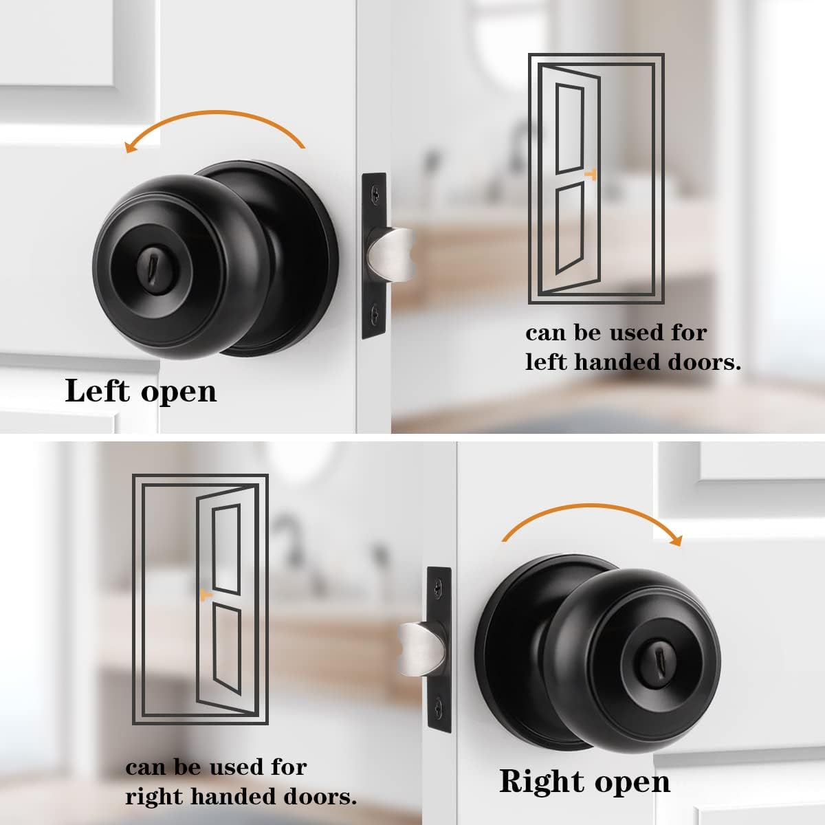Probrico Interior Privacy Door Knobs with Round Ball for Bedroom/Bathroom (Like New)