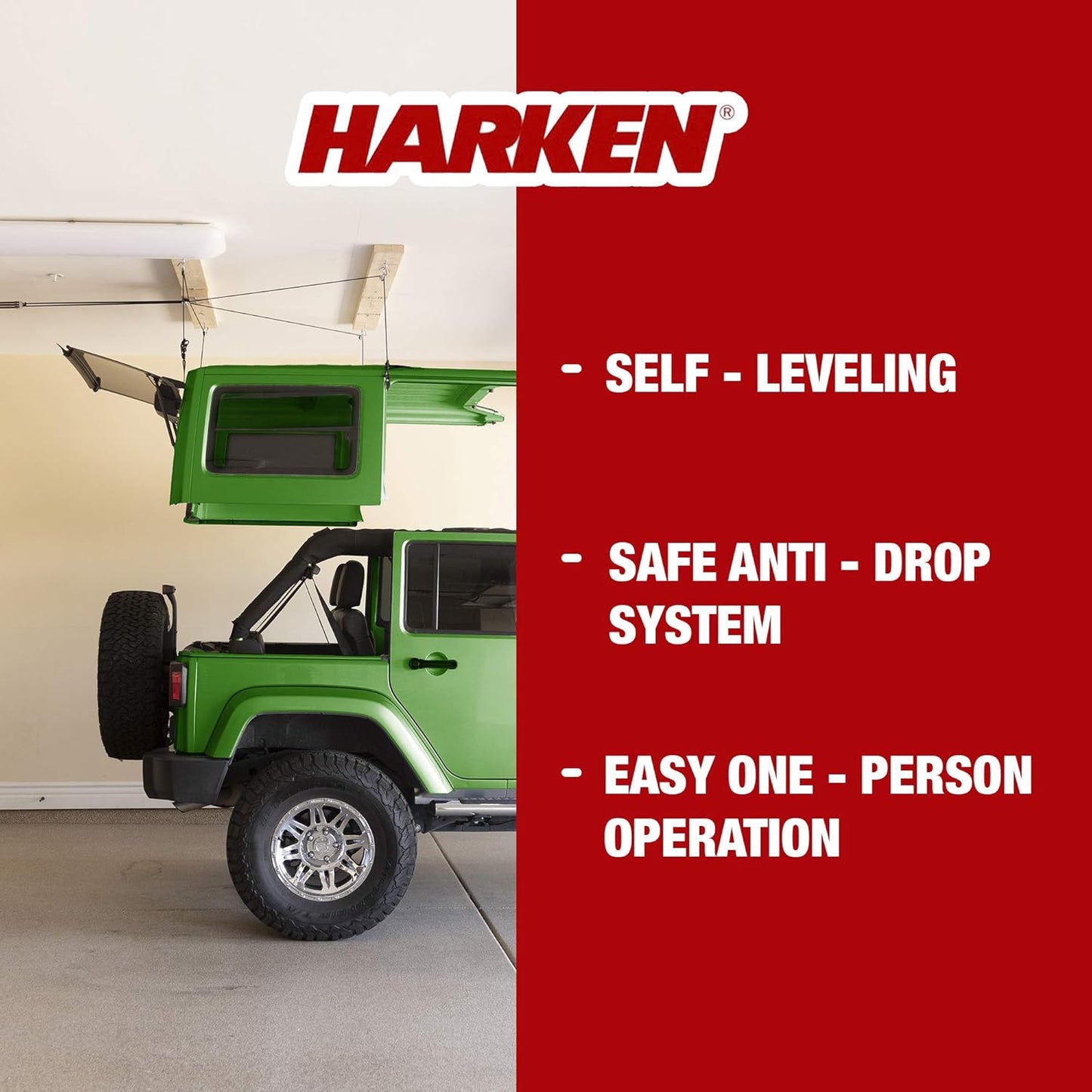 HARKEN 7803.16JEEP Hoist Kit Hardtop Storage with Anti-Drop System - Green (Like New)