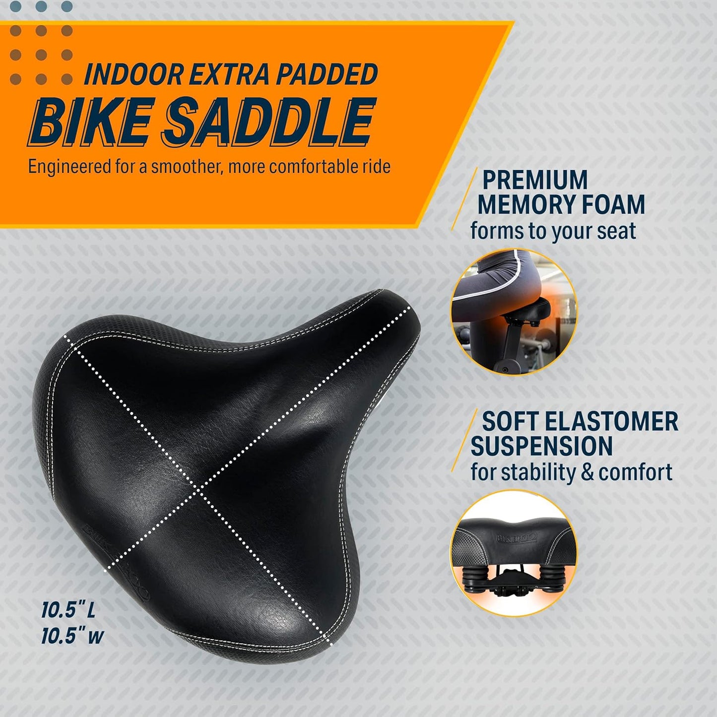 Bikeroo Extra Wide Replacement Saddle for Indoor and Outdoor Bicycles - Black (Used, No Retail Box)