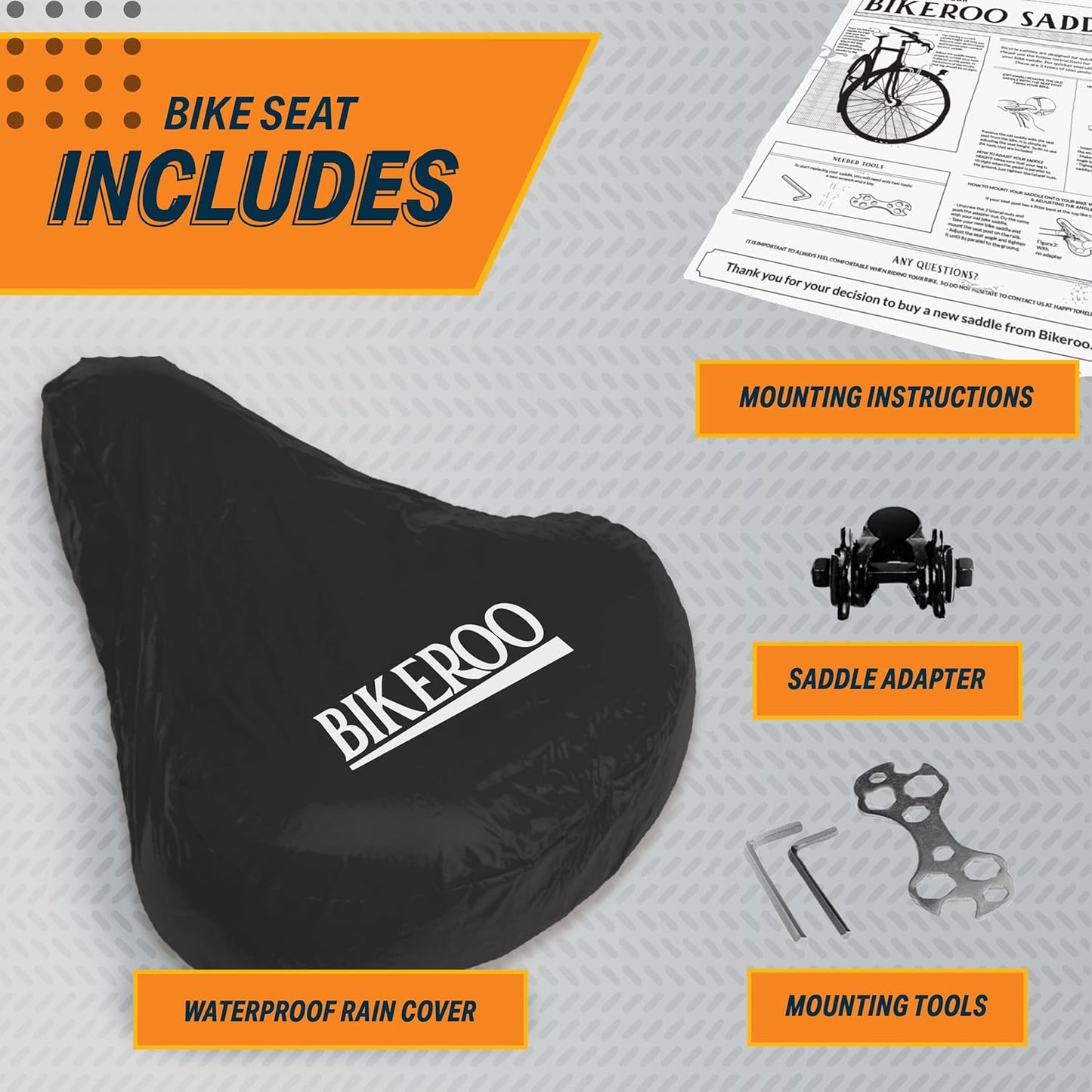 Bikeroo Extra Wide Replacement Saddle for Indoor and Outdoor Bicycles - Black (Used, No Retail Box)