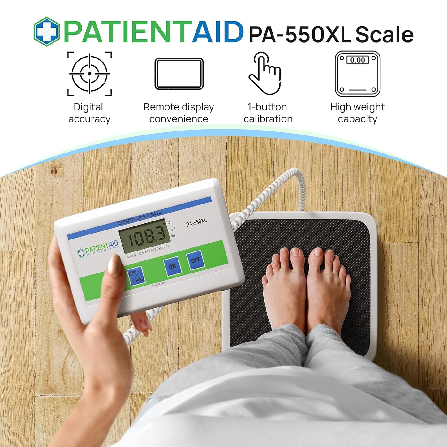 Patient Aid Medical Grade Portable Floor Scale, 12in x 12.5in Platform - 550 max (Like New)