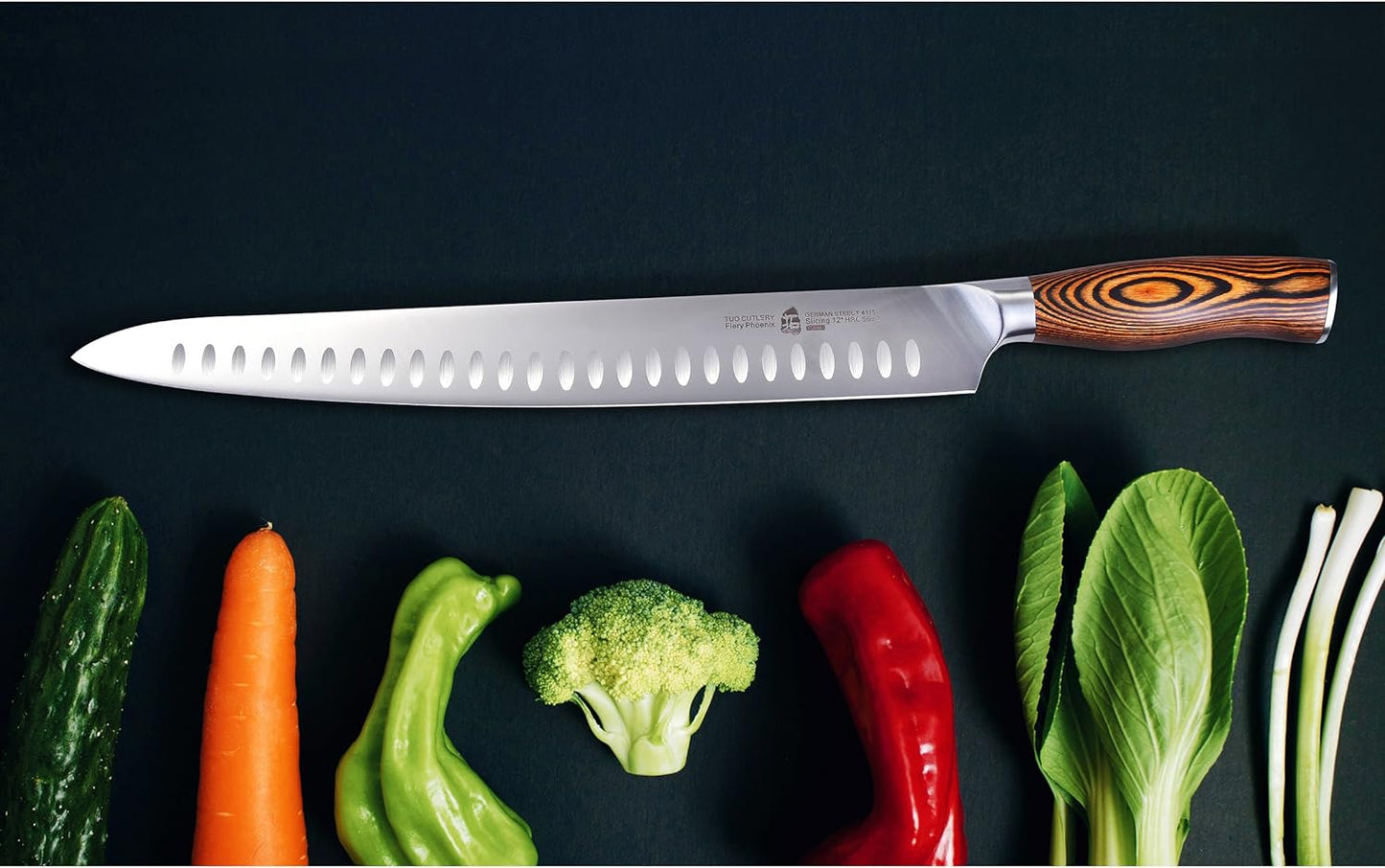 TUO Slicing Knife 12" Granton Carving Knives Hollow Ground Meat Cutting Knife- (New)