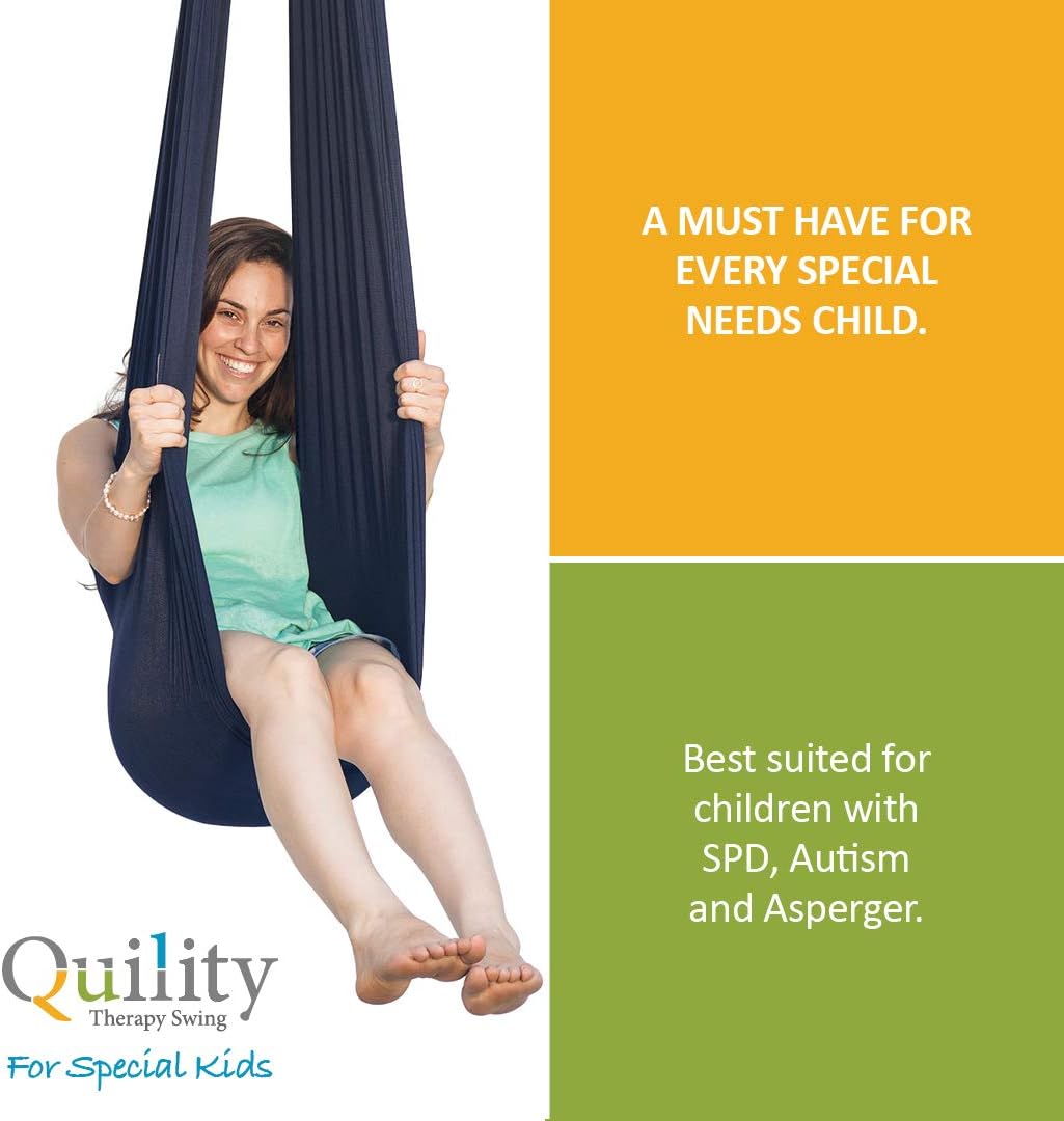 Quility Indoor Therapy Swing for Kids w/Special Needs|Lycra Snuggle Swing -Green (Like New)