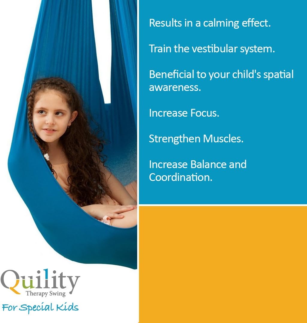 Quility Indoor Lycra Snuggle Therapy Swing w/Special Needs - Light Blue---- (Like New, No Retail Box)