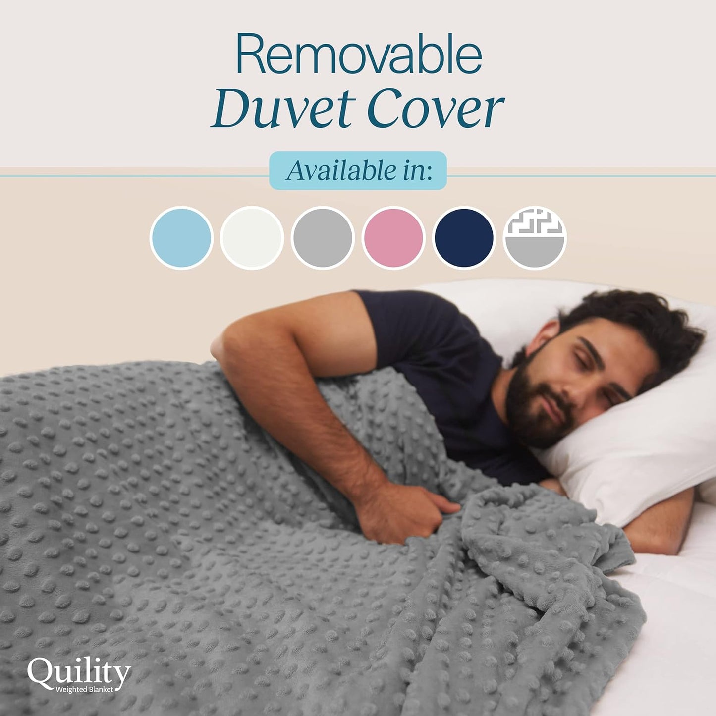 Quility Weighted Blanket for Adults, 60"x80" 15 lbs - Grey Cover & Grey Cotton (Used)