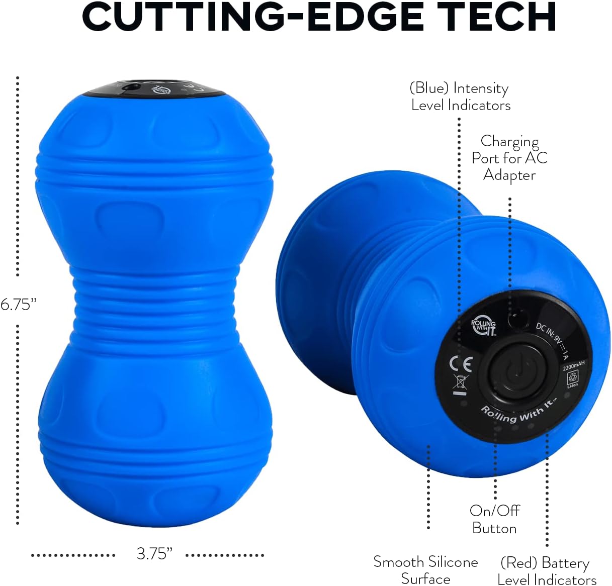 Rolling With It Vibrating Peanut Massage Ball with 4 Intensity Levels, Blue (Used)
