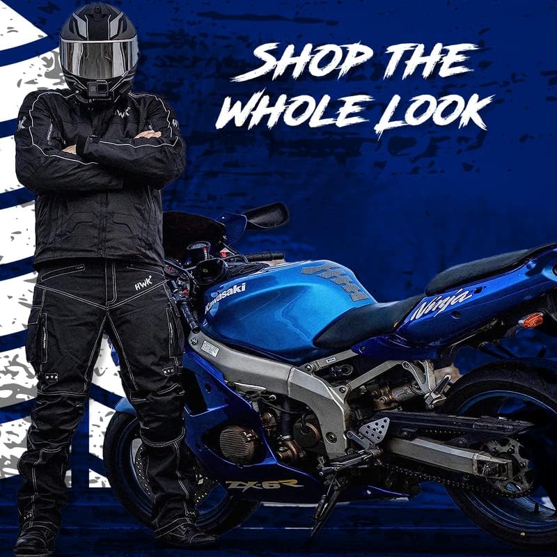 HWK Mens Spyder Motorcycle Jacket w/ Impact Protection, Black, 5XL (Like New)