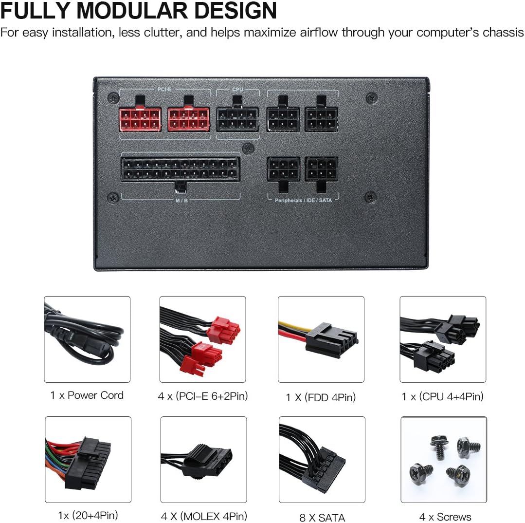Unknown PowerSpec 650 Watt 80 Plus Gold Fully Modular ATX Power Supply (Used)