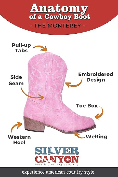 Silver Canyon Western Cowboy Cowgirl Boot for Boys, Girls & Toddlers, 9" - Pink (Like New)