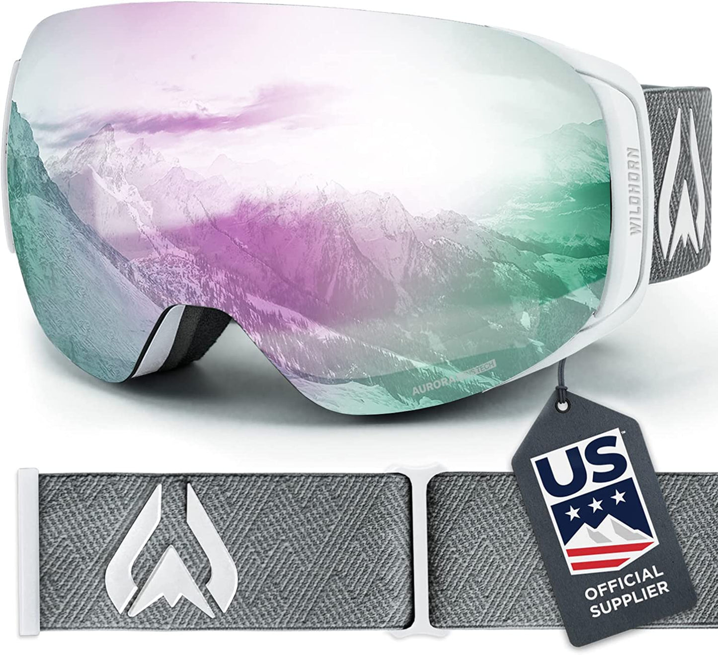 WildHorn Outfitters Roca Ski/Snowboard Goggles Arctic White/Sapphire Clip Lock (Used)