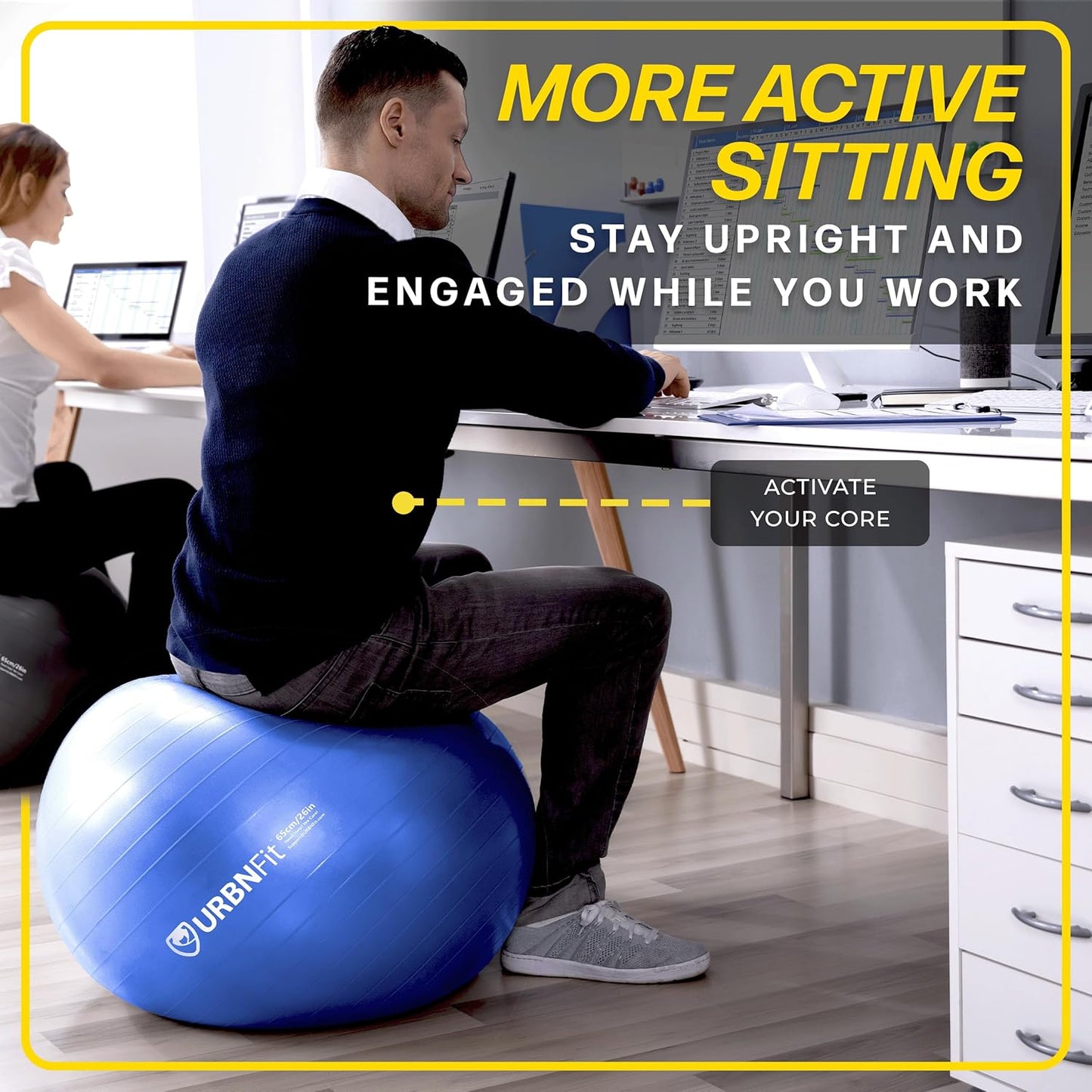 URBNFit Exercise & Yoga Ball with Quick Pump with Quick Pump, 22" - White (Like New)