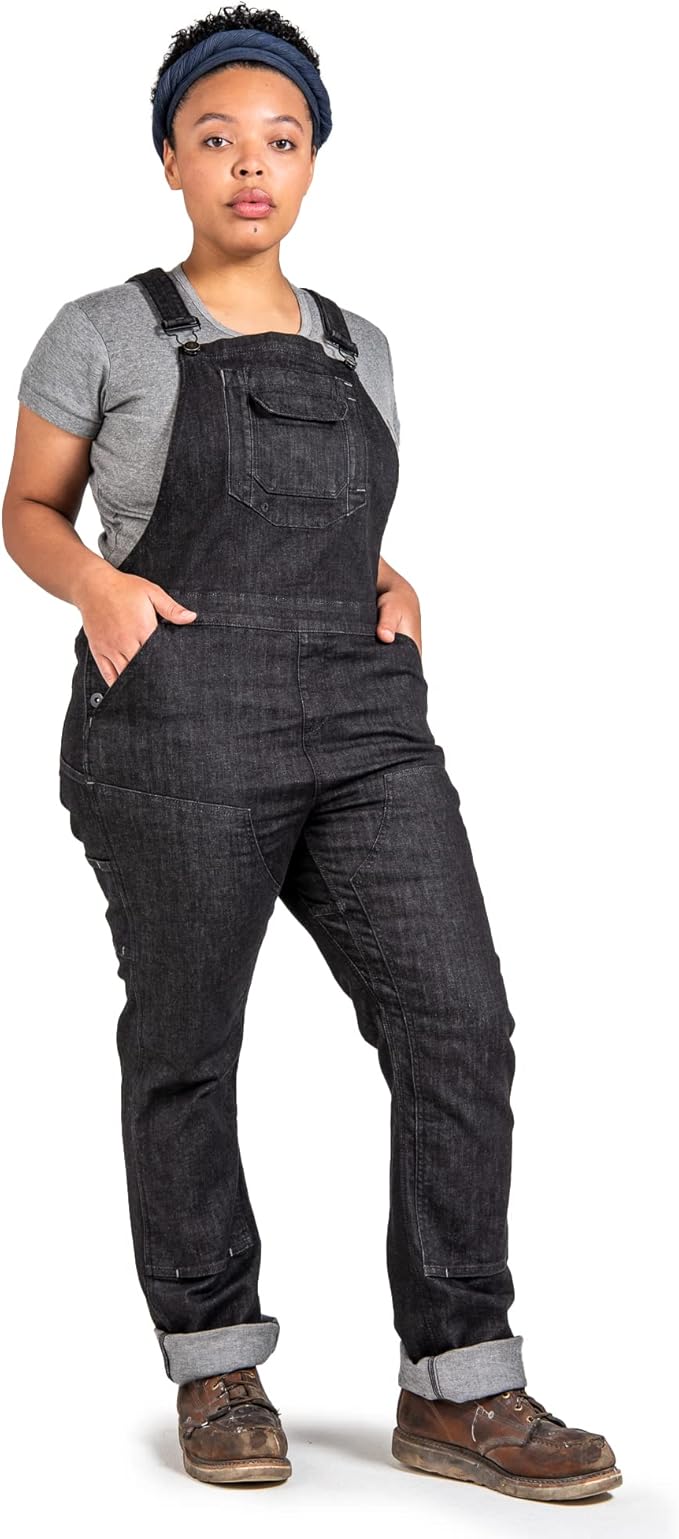 Dovetail Workwear Women's Freshley Overalls, Heathered Black Denim, Size 14 Long (Like New)