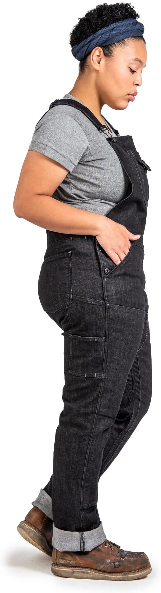 Dovetail Workwear Women's Freshley Overalls, Heathered Black Denim, Size 14 Long (Like New)