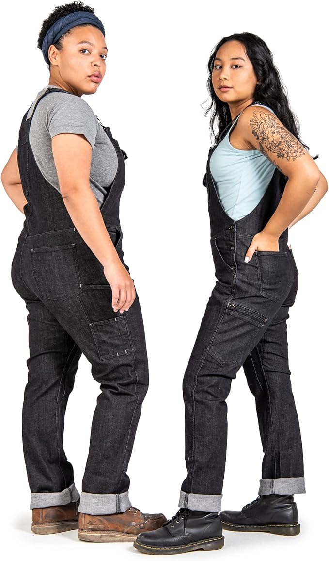 Dovetail Workwear Women's Freshley Overalls, Heathered Black Denim, Size 14 Long (Like New)