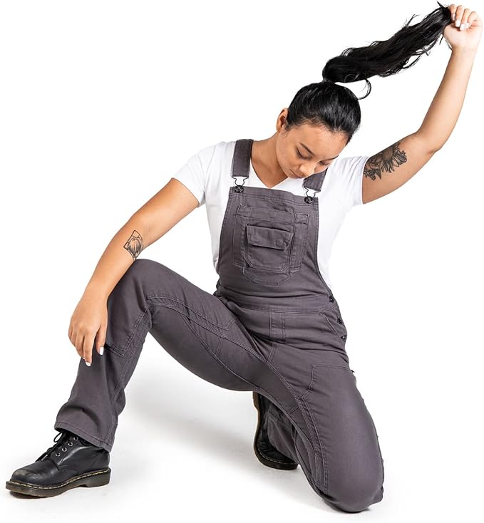 Dovetail Workwear Women's Freshley Overall, 13 Pocket, Grey Canvas - Size 6 Long (Like New)