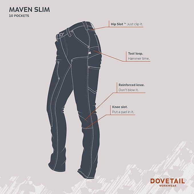Dovetail Workwear Maven Slim Cargo Pants for Women, Stretch Indigo Denim - 18 XL (Like New)