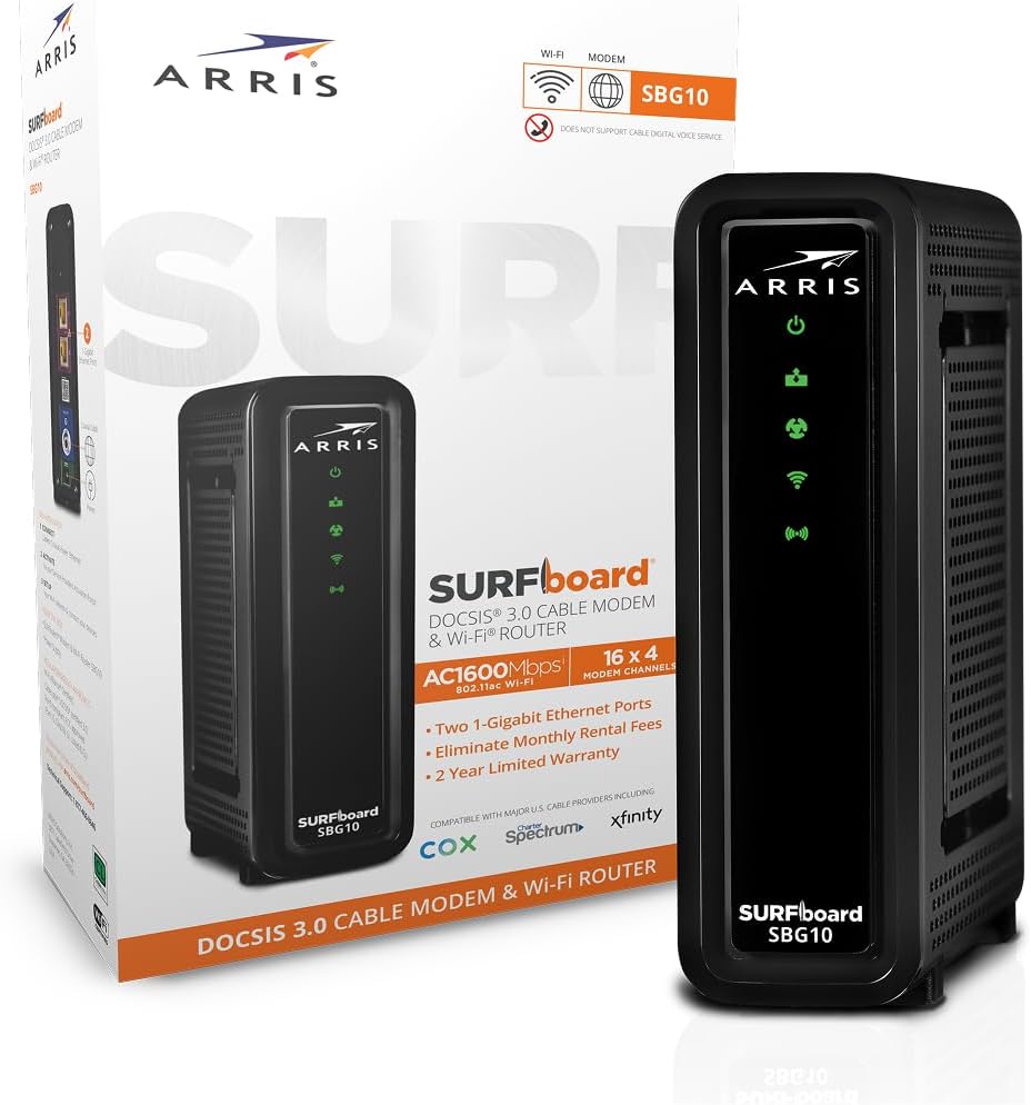 ARRIS Surfboard CommScope Dual-Band Cable Modem for Comcast Xfinity, 20 Volts (Used, No Retail Box)