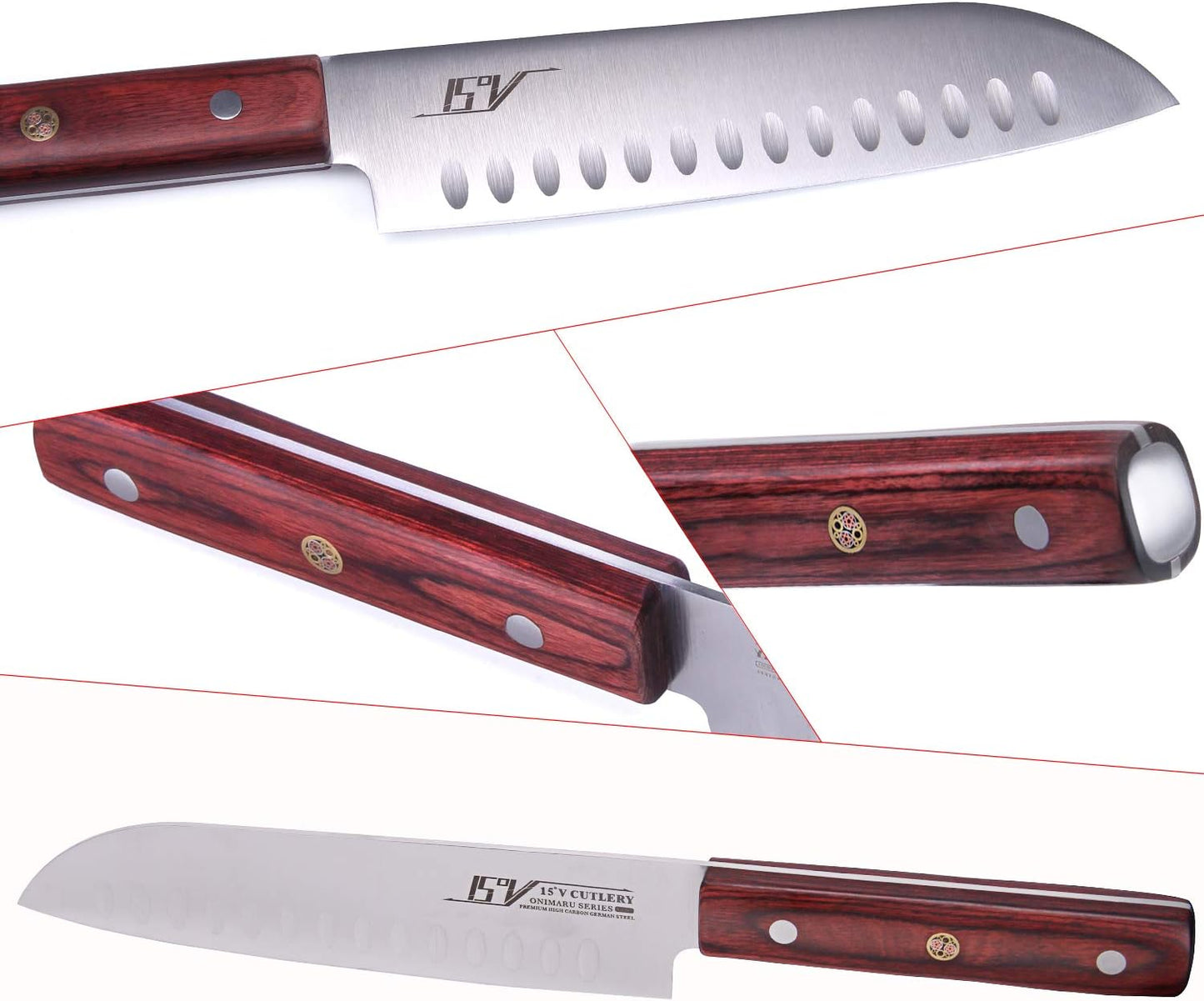 15°V V0203 7.5" Japanese Chef Santoku Knife - High Carbon German Stainless Steel (New)