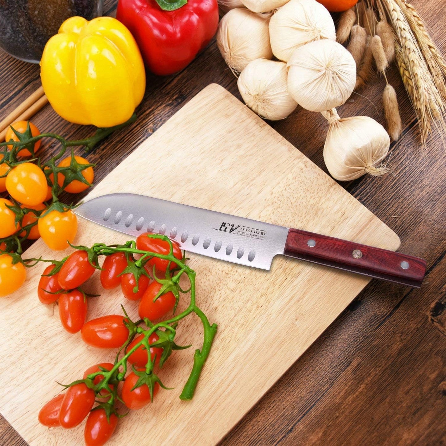 15°V V0203 7.5" Japanese Chef Santoku Knife - High Carbon German Stainless Steel (New)