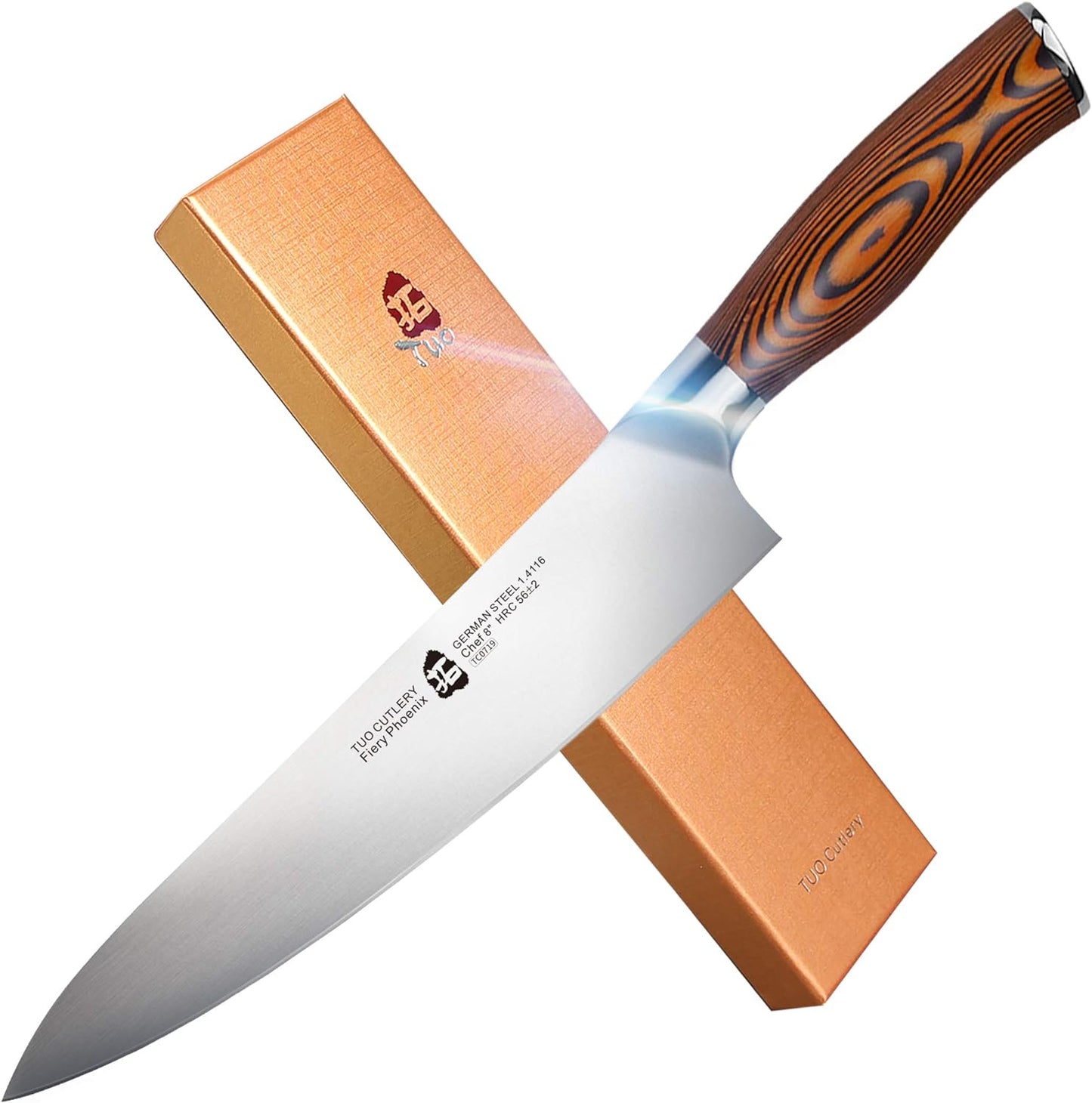 TUO TC0718 8.5" Kiritsuke Chinese Chef Knife, Fiery Phoenix Series (New)