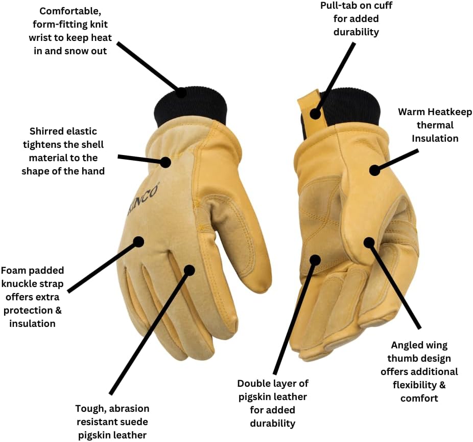 Kinco 901-M Pigskin Leather Ski Glove w/ Nikwax Waterproof Wax, Golden - Medium (Like New)