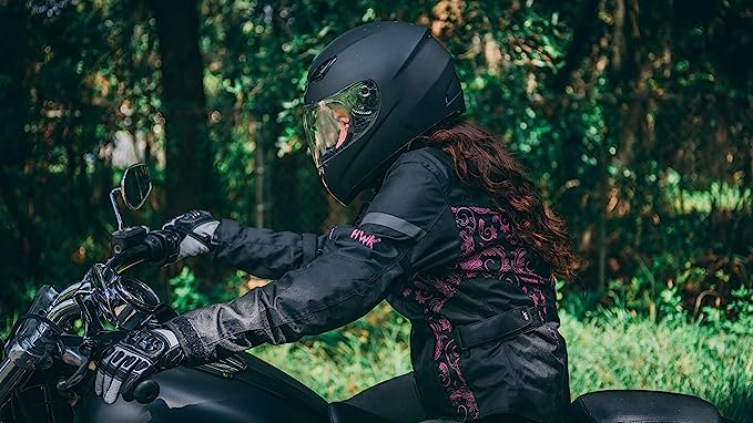 HWK Adventure/Touring Motorcycle Jacket for Women w/CE Armor, XL - Black/Pink (Used)