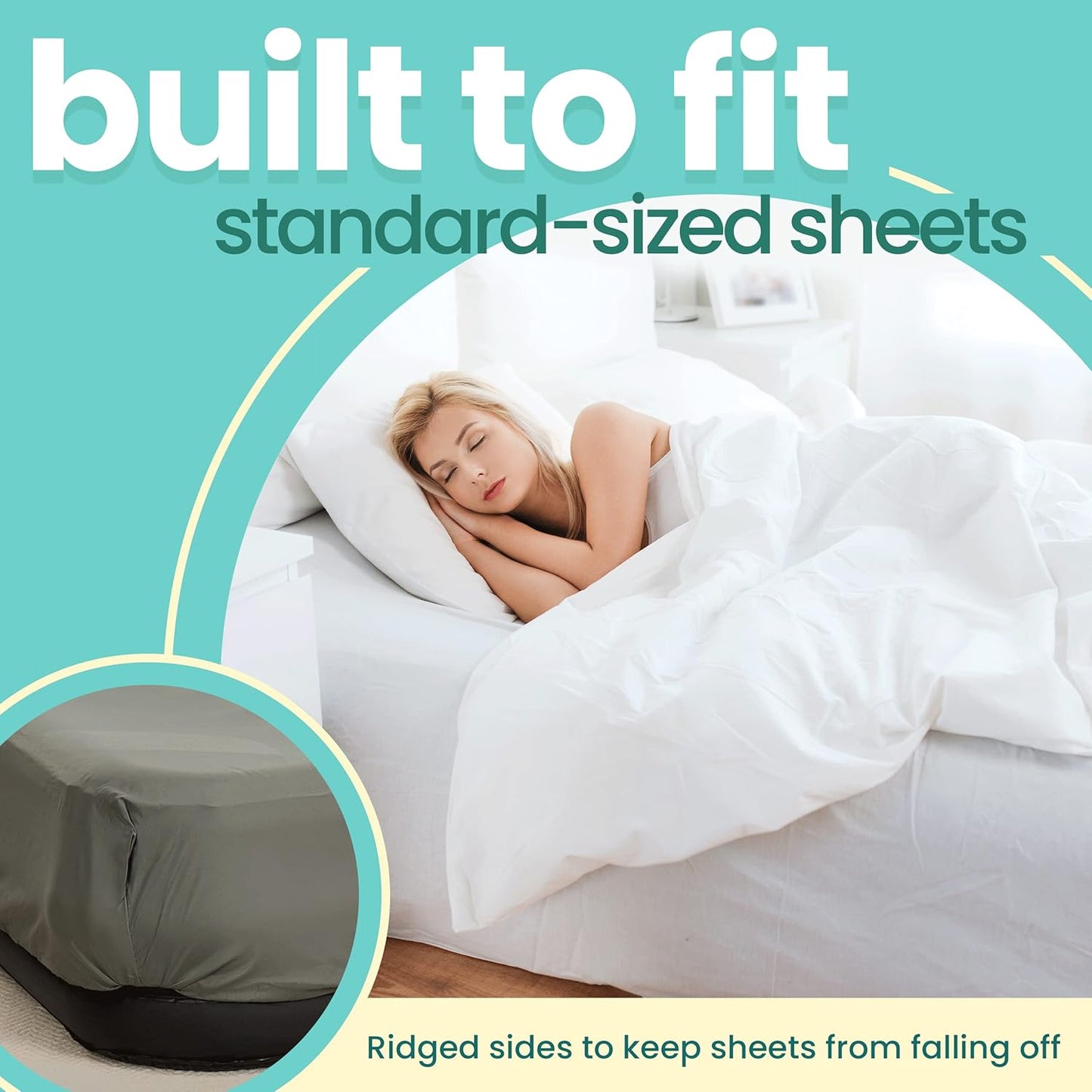 EZ INFLATE Portable Blow Up Double-High Inflatable Mattress for Travel/Home (Like New)