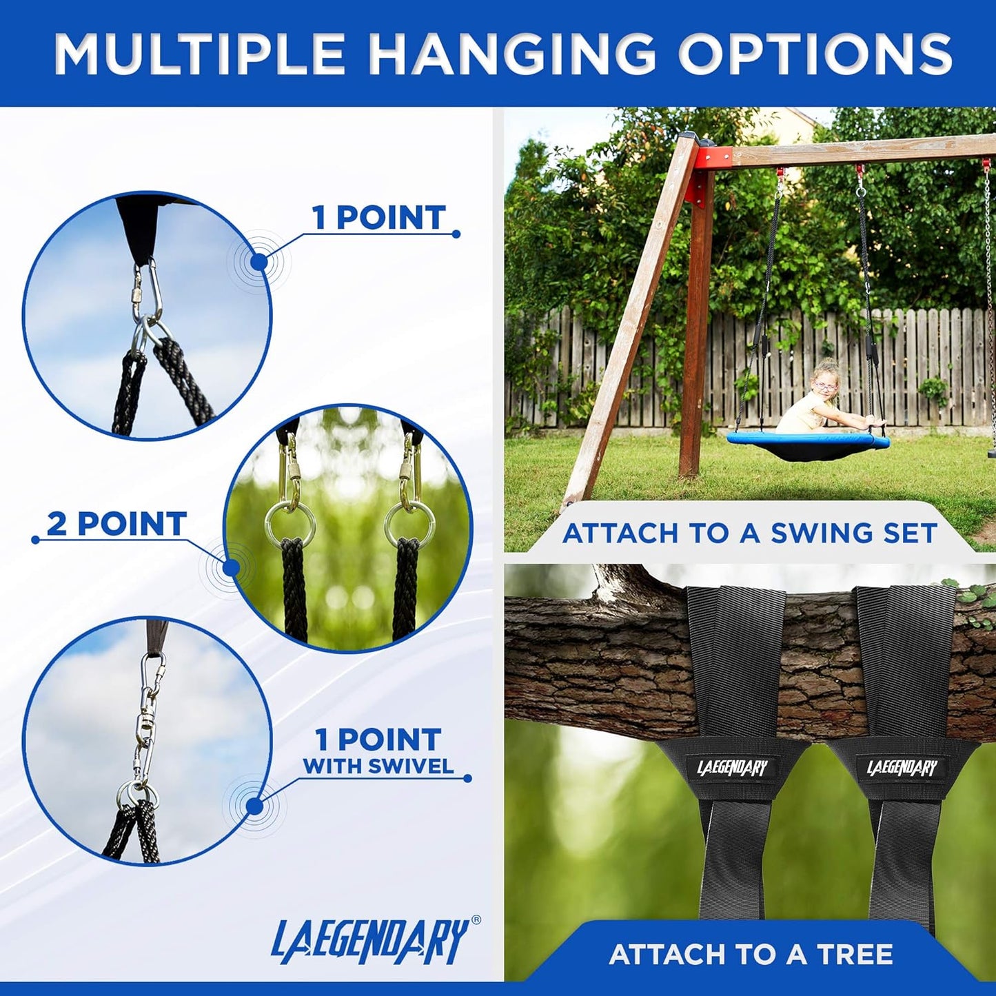 LAEGENDARY Saucer Swing for Kids and Adults - 40 Inch Round Tree Swing, Outdoor (Like New)