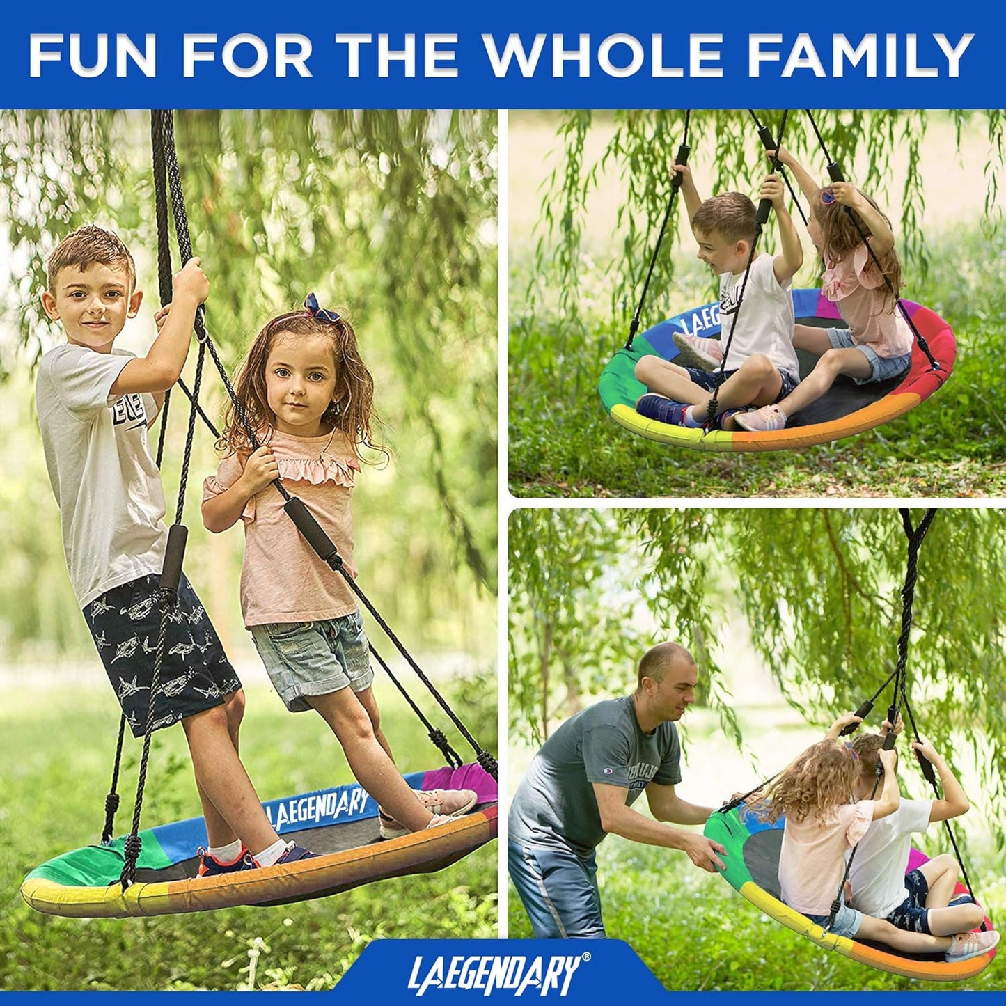LAEGENDARY Saucer Swing for Kids and Adults - 40 Inch Round Tree Swing, Outdoor (Like New)