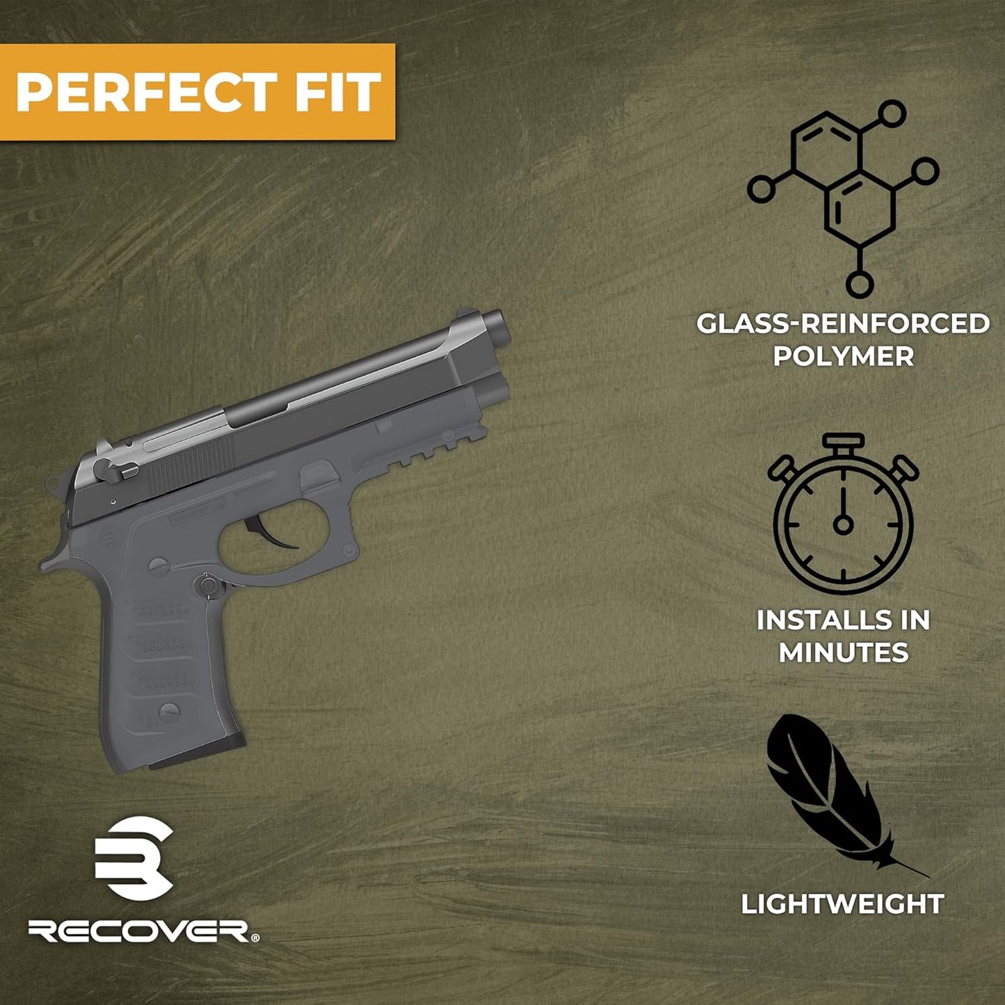 Recover Tactical BC2 Grip & Rail System Beretta 92/M9 Polymer � Phantom Grey (Like New)