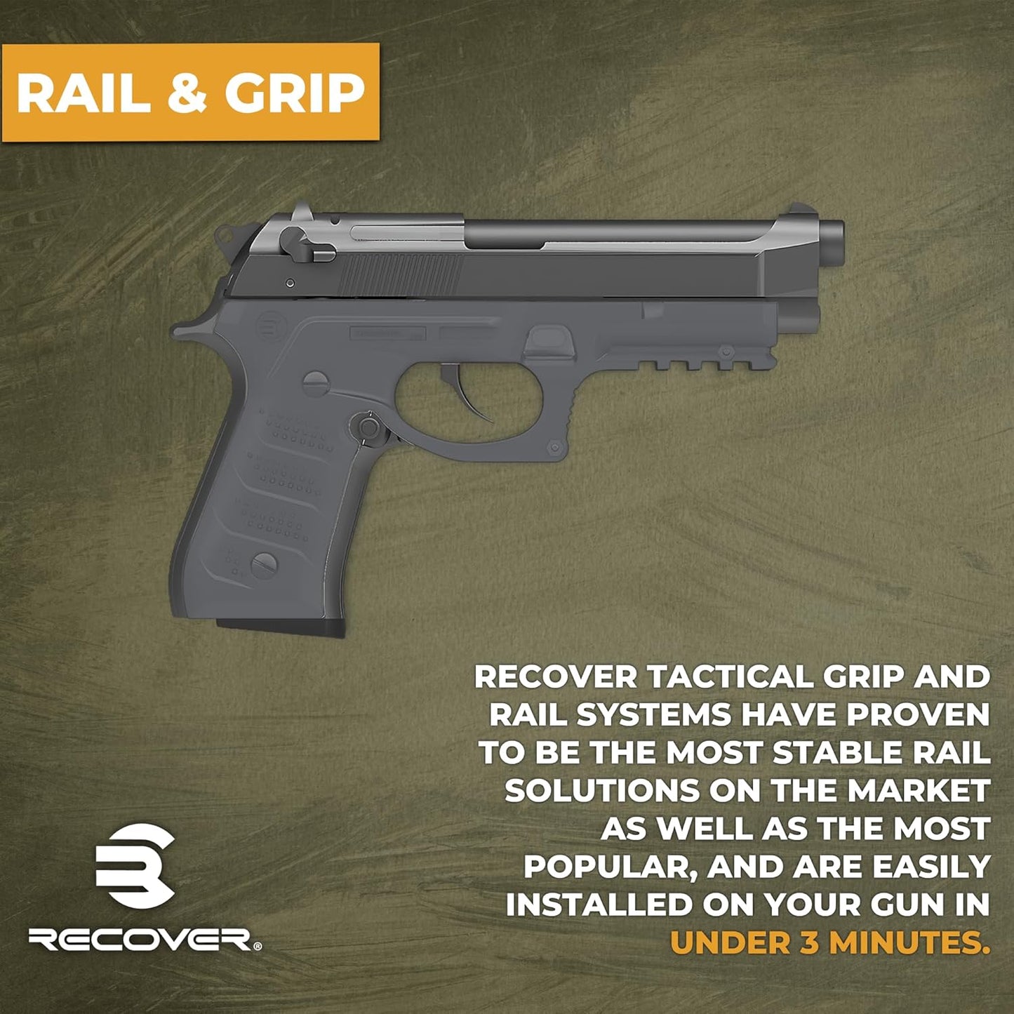 Recover Tactical BC2 Grip & Rail System Beretta 92/M9 Polymer � Phantom Grey (Like New)