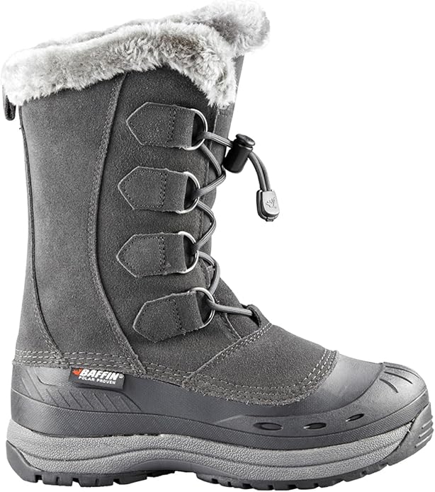 Baffin Chloe Waterproof Suede Snow Boots for Womens, Size 8 - Charcoal (New, Damaged Retail Box)