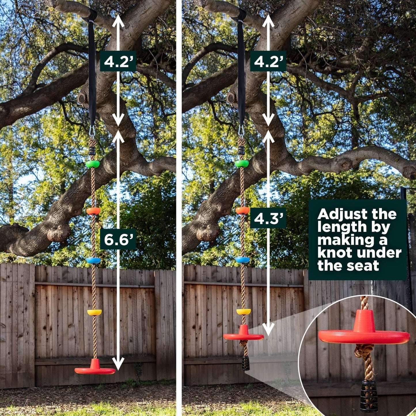 Laegendary Tree Swing for Kids Single Disk Outdoor Climbing Rope, Multicolored (Like New, No Retail Box)