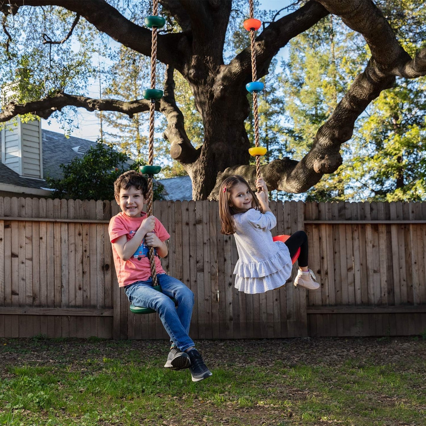 Laegendary Tree Swing for Kids Single Disk Outdoor Climbing Rope, Multicolored (Like New, No Retail Box)