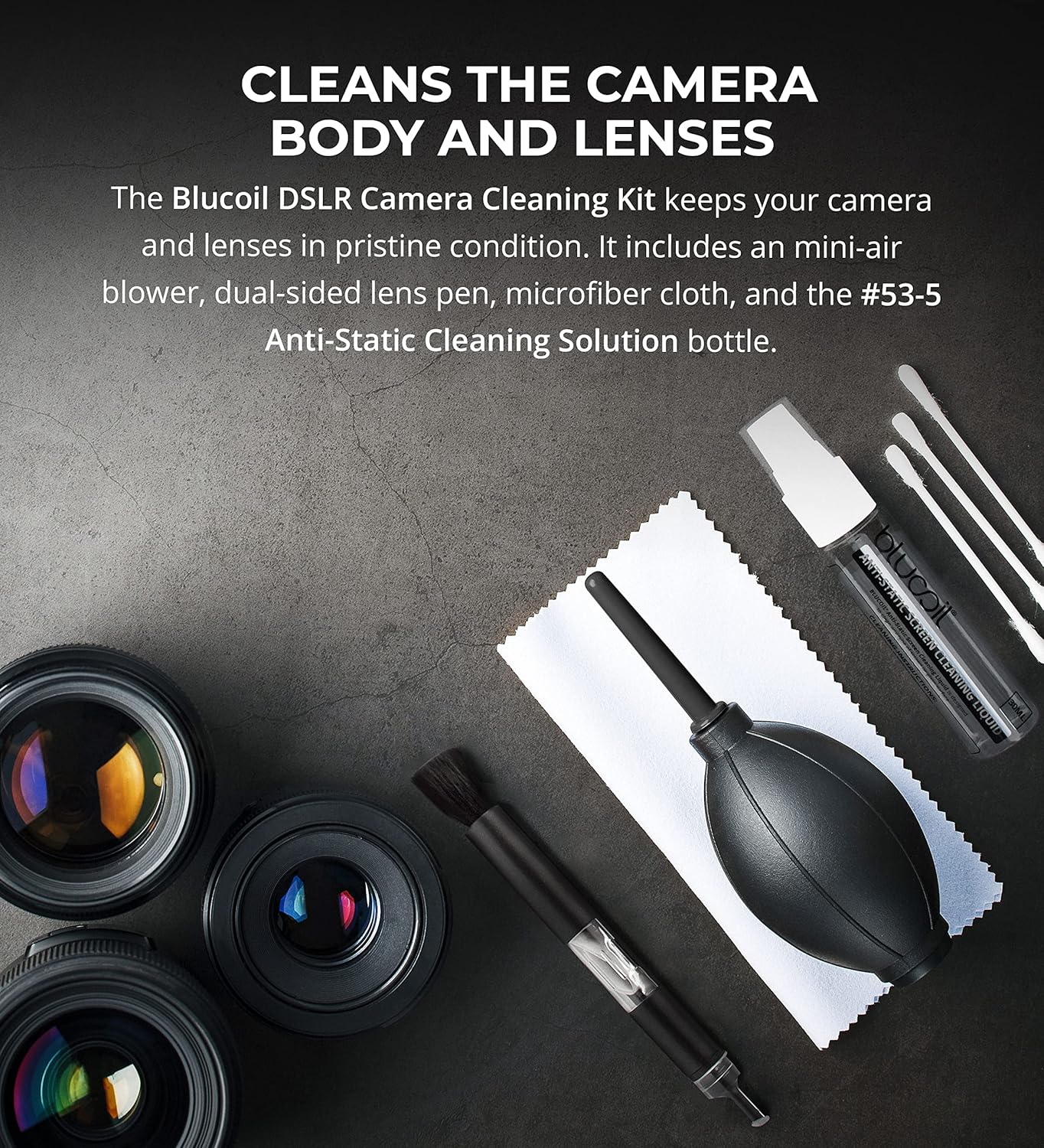 Blucoil Camera Cleaning Kit with Mini-Air Blower and Dual-Sided Lens Pen (New)