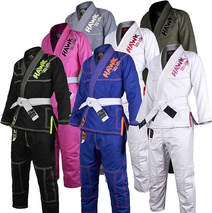 Hawk Jiu Jitsu Kids Brazilian Jiu Jitsu Gi with White Belt, K000 - Girls White (Used)
