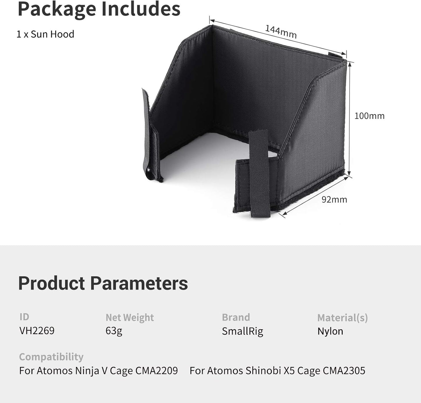 SMALLRIG VH2269 Sun Hood with Cage for 5" Atomos Shinobi/Ninja Series Camera (Like New)