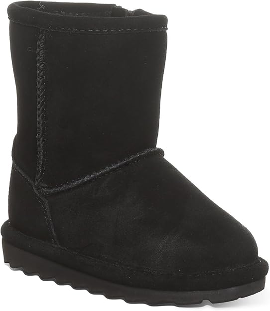 BEARPAW Elle Zipper Classic Tall Youth Slip On Boot, Black Ii - 4 Big Kid (Like New, Damaged Retail Box)