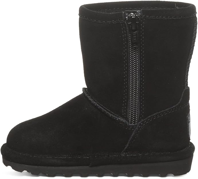 BEARPAW Elle Zipper Classic Tall Youth Slip On Boot, Black Ii - 4 Big Kid (Like New, Damaged Retail Box)