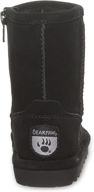 BEARPAW Elle Zipper Classic Tall Youth Slip On Boot, Black Ii - 4 Big Kid (Like New, Damaged Retail Box)