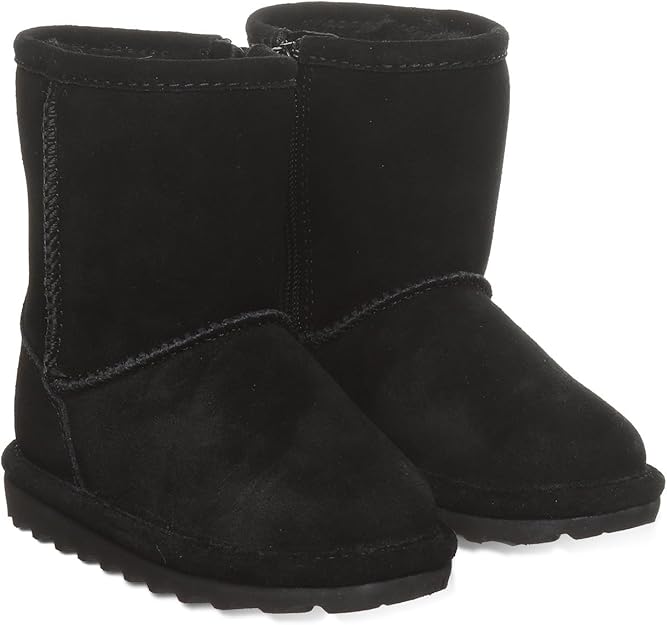 BEARPAW Elle Zipper Classic Tall Youth Slip On Boot, Black Ii - 4 Big Kid (Like New, Damaged Retail Box)
