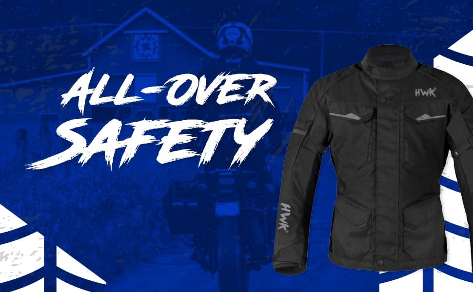 HWK Motorcycle Jacket for Men Adventure w/Cordura Textile Fabric, Large - Black (Used)