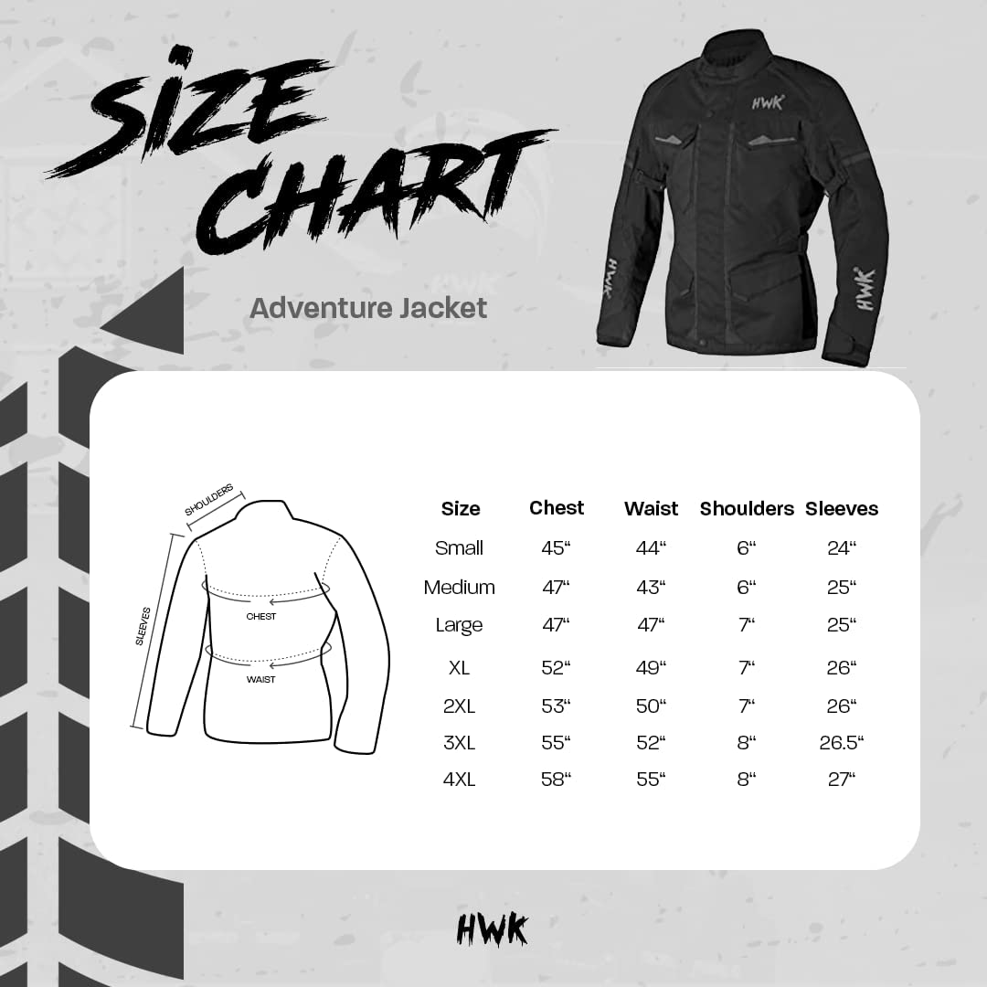 HWK Motorcycle Jacket for Men Adventure with Cordura Fabric, Small - Black (Used)