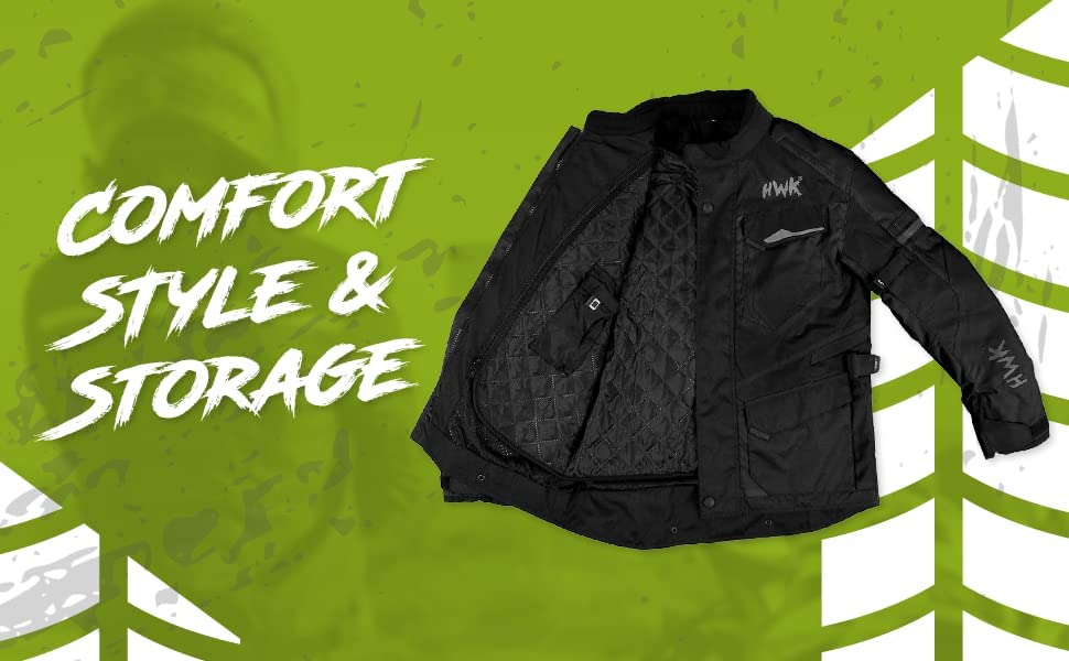 HWK Motorcycle Jacket for Men Adventure with Cordura Fabric, Small - Black (Used)