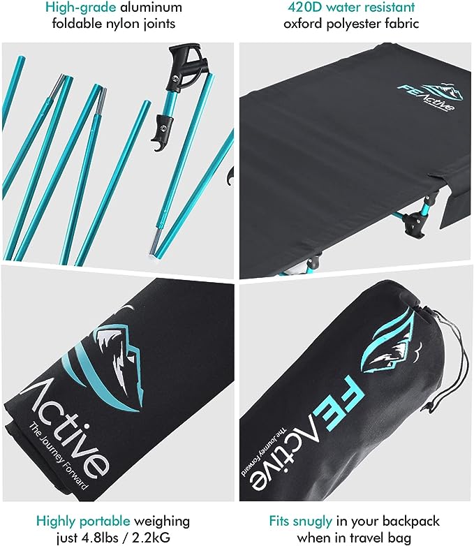 FE Active Folding Camping Cot Fits Single Air Mattress Pad (Like New)