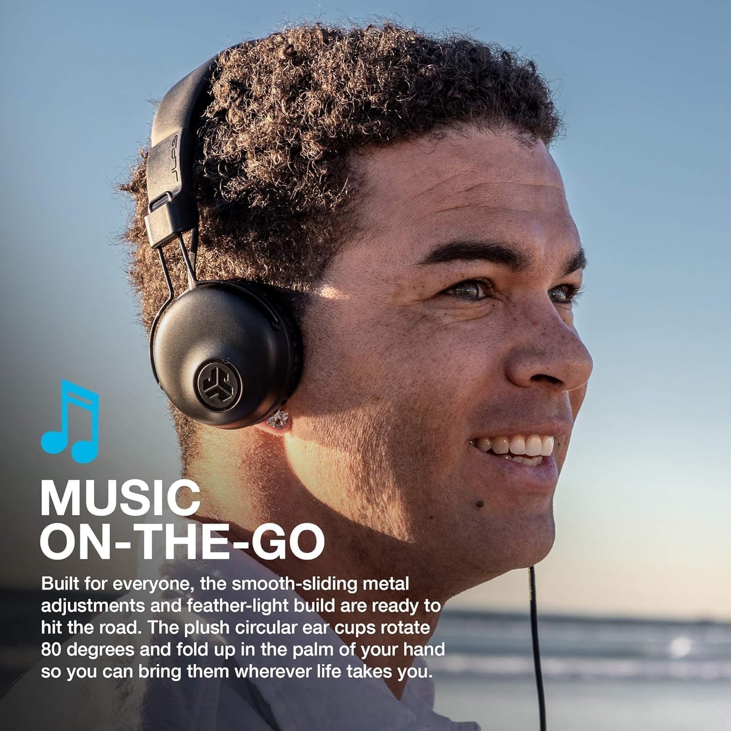 JLab Studio Wired On-Ear Tangle Free Adult's Headphones Fits IOS/Android, Black (Like New)