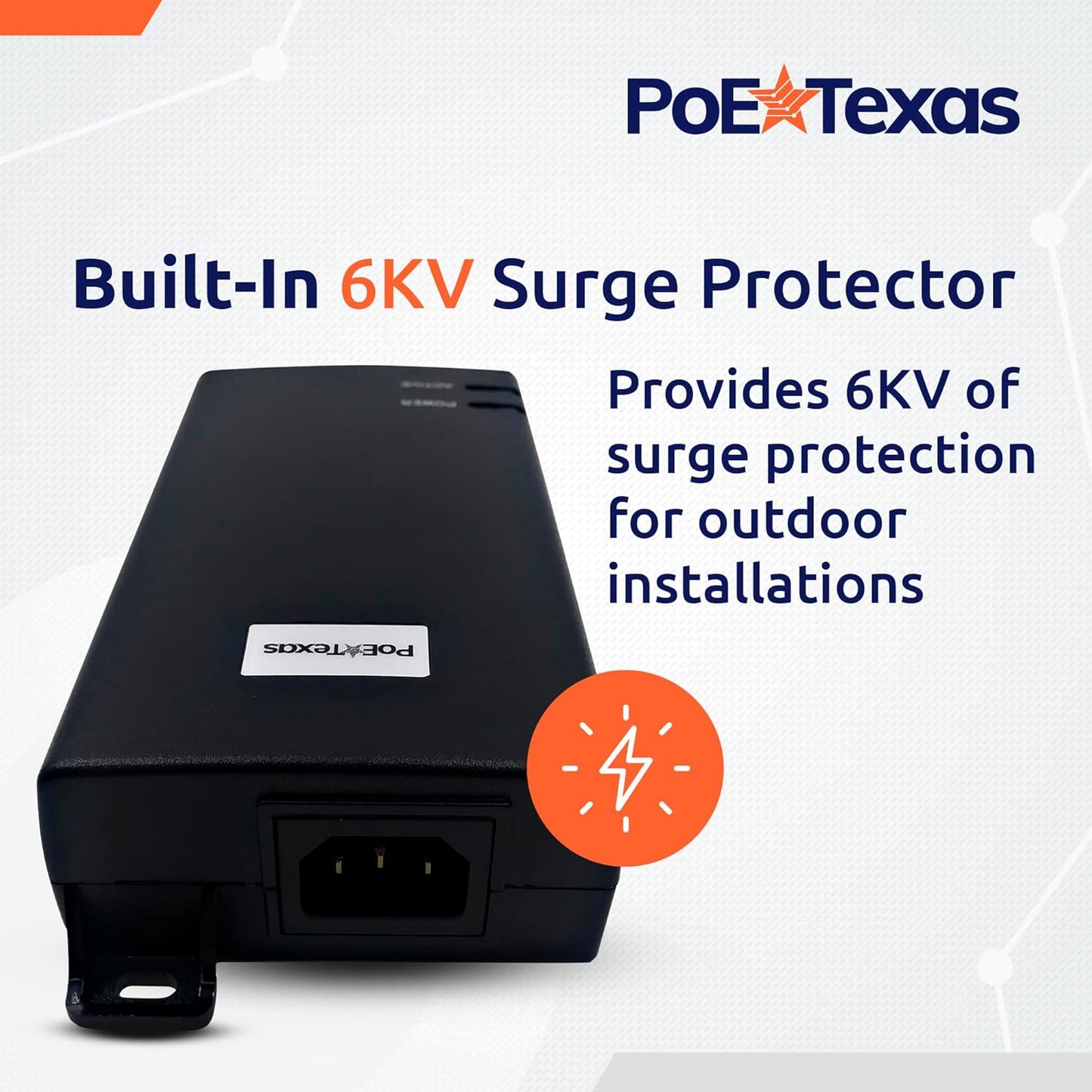 PoE Texas Single Port Gigabit Ethernet Injector for IP Camera and PC - 55 Volts (Like New, No Retail Box)