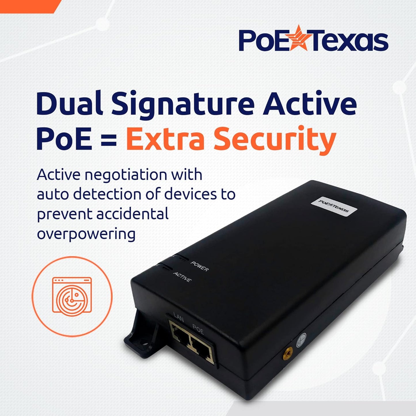 PoE Texas Single Port Gigabit Ethernet Injector for IP Camera and PC - 55 Volts (Like New, No Retail Box)